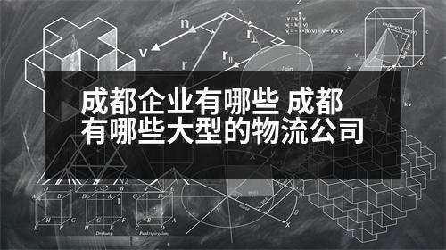 成都企業(yè)有哪些 成都有哪些大型的物流公司