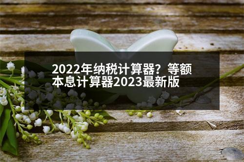 2022年納稅計算器？等額本息計算器2023最新版