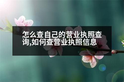 怎么查自己的營(yíng)業(yè)執(zhí)照查詢,如何查營(yíng)業(yè)執(zhí)照信息