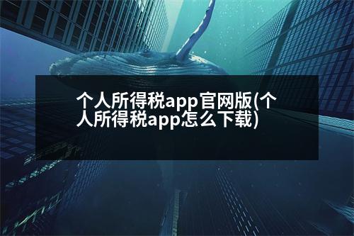 個人所得稅app官網(wǎng)版(個人所得稅app怎么下載)