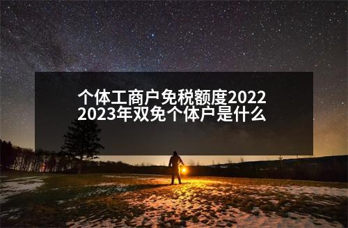 個體工商戶免稅額度2022 2023年雙免個體戶是什么