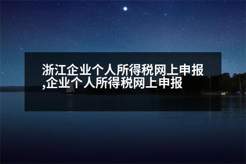 浙江企業(yè)個人所得稅網(wǎng)上申報,企業(yè)個人所得稅網(wǎng)上申報