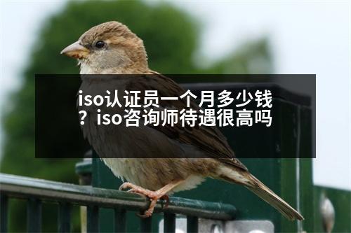 iso認證員一個月多少錢？iso咨詢師待遇很高嗎