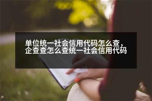 單位統(tǒng)一社會(huì)信用代碼怎么查，企查查怎么查統(tǒng)一社會(huì)信用代碼