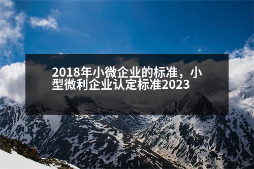 2018年小微企業(yè)的標(biāo)準(zhǔn)，小型微利企業(yè)認(rèn)定標(biāo)準(zhǔn)2023