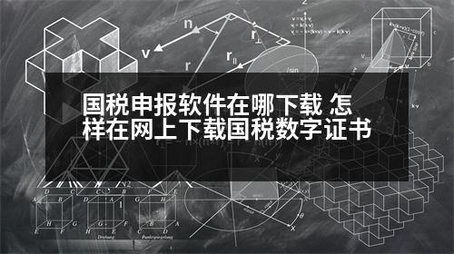 國稅申報軟件在哪下載 怎樣在網(wǎng)上下載國稅數(shù)字證書