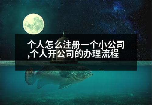 個人怎么注冊一個小公司,個人開公司的辦理流程