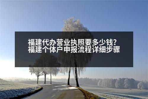 福建代辦營業(yè)執(zhí)照要多少錢？福建個體戶申報流程詳細步驟