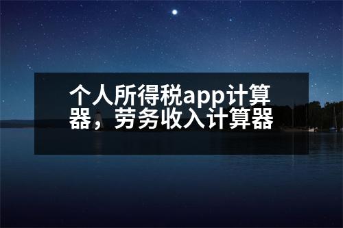 個人所得稅app計算器，勞務(wù)收入計算器