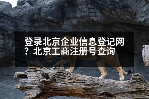 登錄北京企業(yè)信息登記網(wǎng)？北京工商注冊(cè)號(hào)查詢(xún)